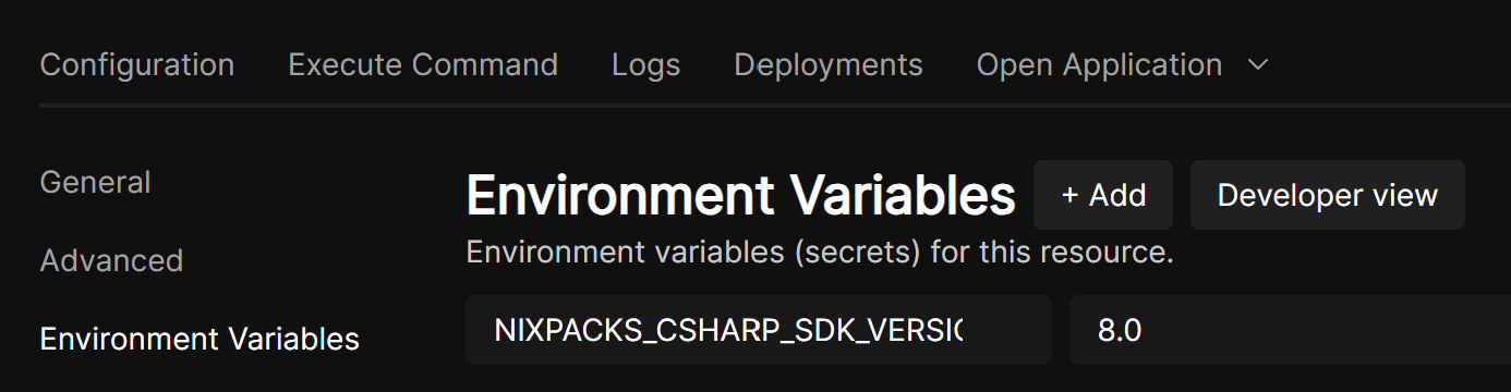 Coolify environment variables